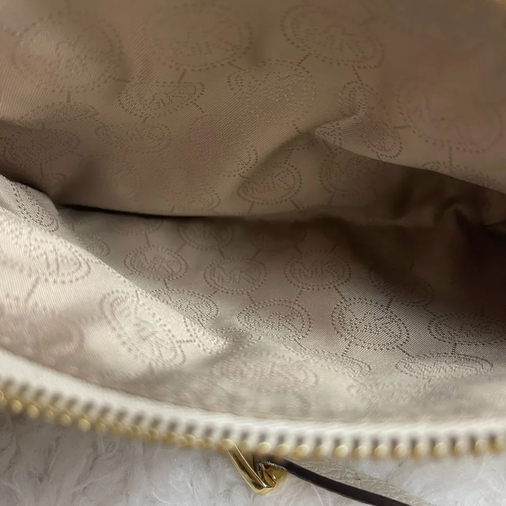 MICHAEL KORS Fulton Pebbled Leather Beige Crossbody Organizer Bag - Picture 12 of 15